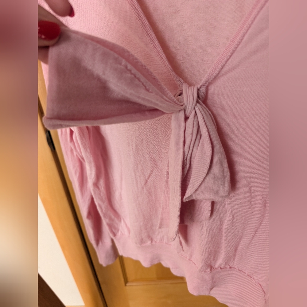 J. Crew Soft Pink V-Neck Sweater with Tie - Picture 4 of 5